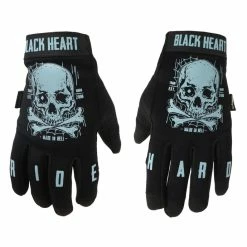 Gloves BLACK HEART - Moto W-TEC Web Skull - BLACK